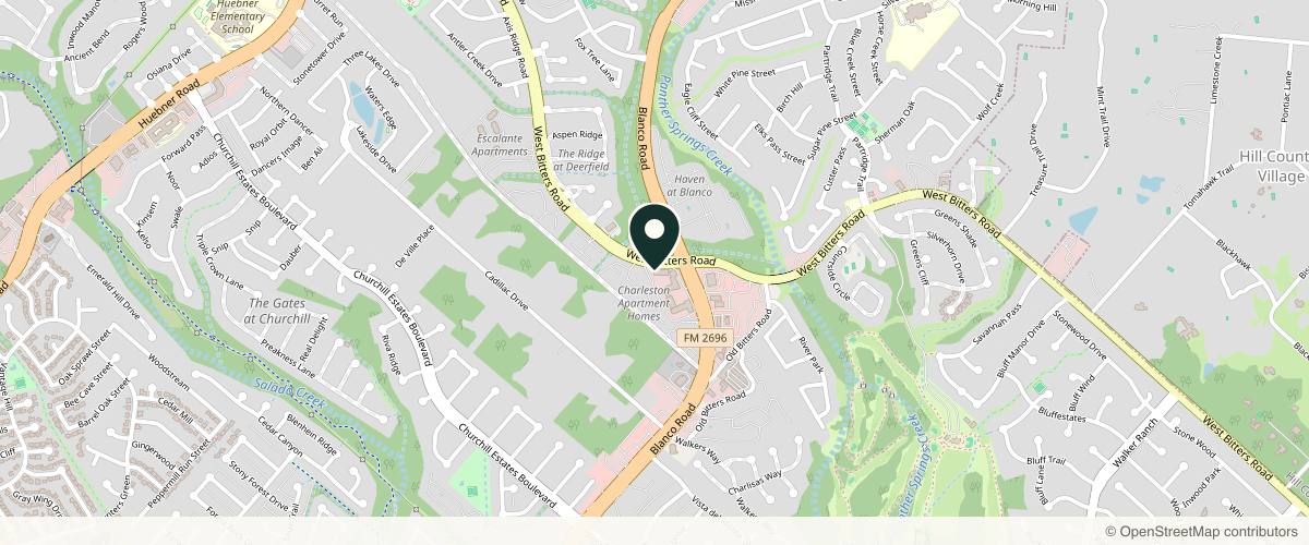 Map showing the exact location of Skin Bliss The Laser Spa Clinic & Aesthetics Institute at 14855 Blanco Rd Ste 100, San Antonio, TX 78216, USA