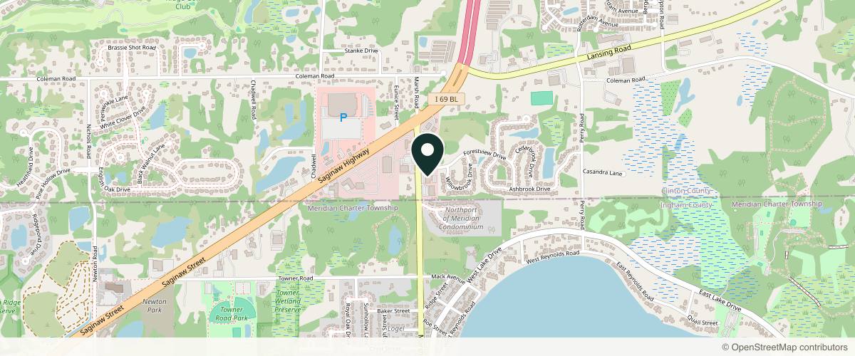 Map showing the exact location of Skin Boss Med Spa at 16945 Marsh Rd Ste B, Haslett, MI 48840, USA