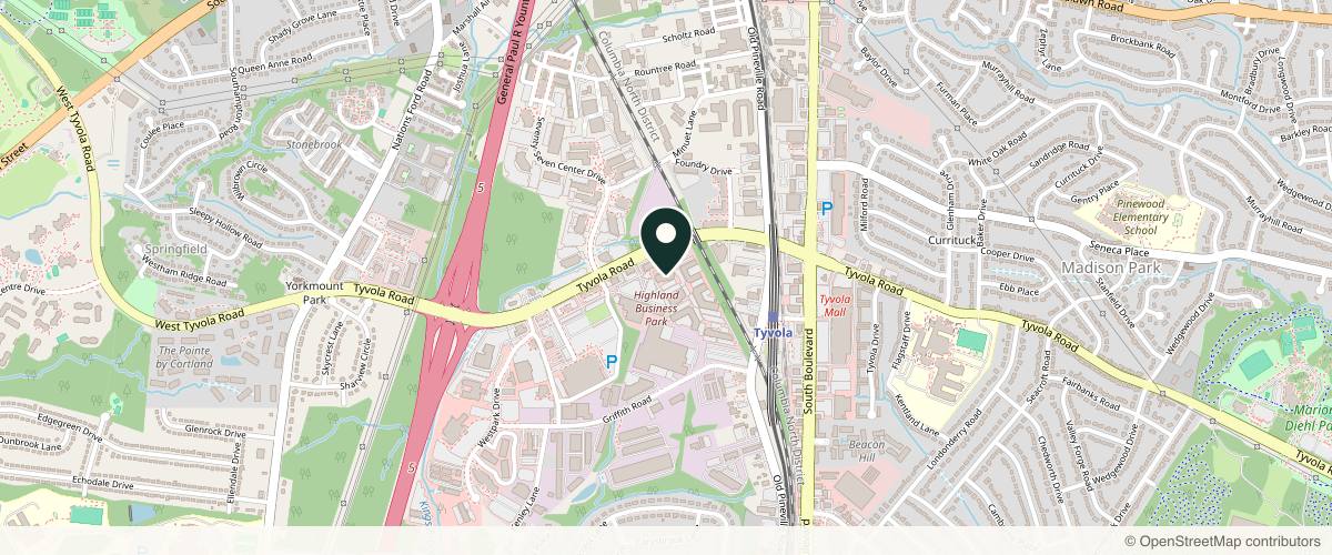 Map showing the exact location of Skin By Shara Aesthetics at 818 Tyvola Rd #102, Charlotte, NC 28217, USA