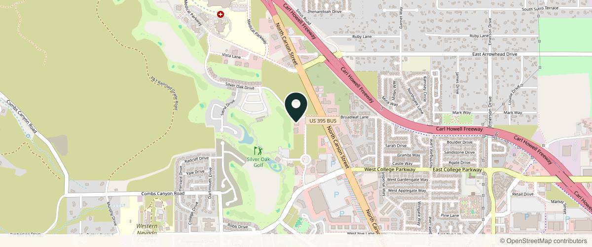 Map showing the exact location of Skin Cancer and Dermatology Institute - Carson City at 3950 Gs Richards Blvd, Carson City, NV 89703, USA