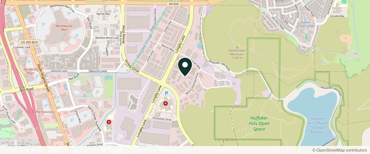 Map showing the exact location of Skin Cancer and Dermatology Institute - South Reno at 5419 Reno Corporate Dr, Reno, NV 89511