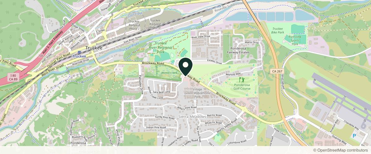 Map showing the exact location of Skin Cancer and Dermatology Institute - Truckee at 10870 Brockway Rd, Truckee, CA 96161