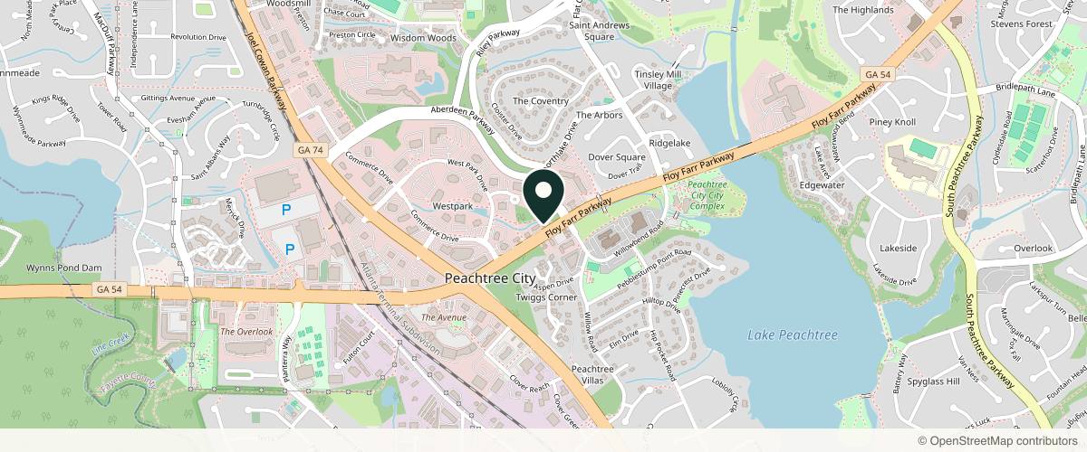 Map showing the exact location of Skin Care at 5th Ave. at 2579 Hwy 54 W, Peachtree City, GA 30269, USA