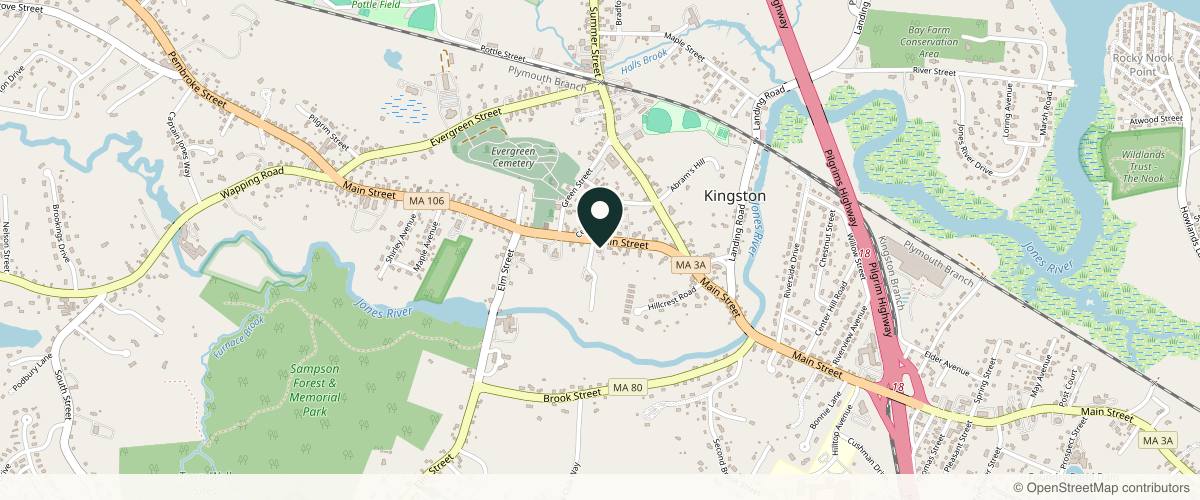 Map showing the exact location of Skin Esteem Aesthetic and Wellness Center at 214 Main St, Kingston, MA 02364, USA