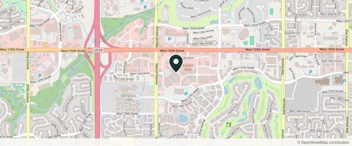 Map showing the exact location of Skin Fix Medical Aesthetics at 6913 W 135th St Suite 304, Overland Park, KS 66223, USA