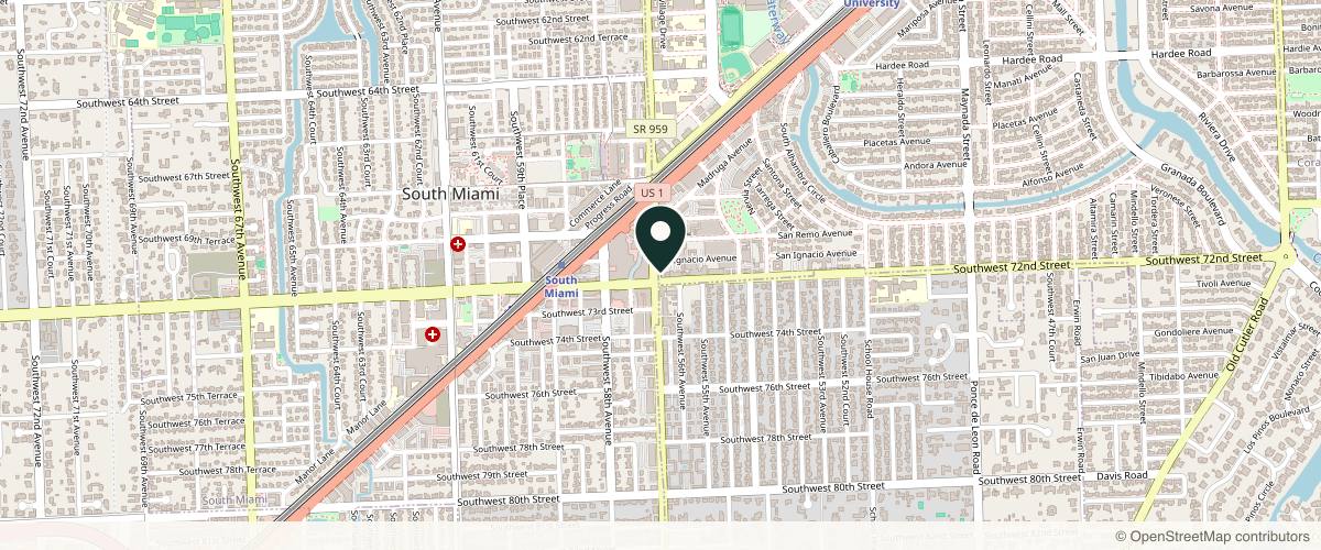 Map showing the exact location of Skin Health at 6931 SW 57th Ave, Coral Gables, FL 33146, USA