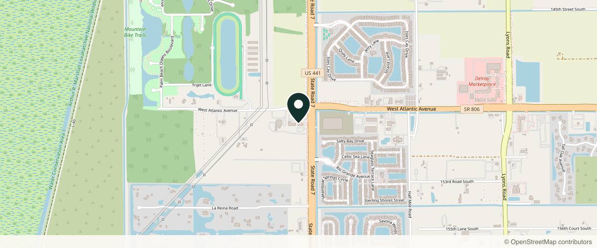 Map showing the exact location of Skin Institute of New York (SINY Dermatology) - Delray Beach at 15071 FL-7 #300, Delray Beach, FL 33446
