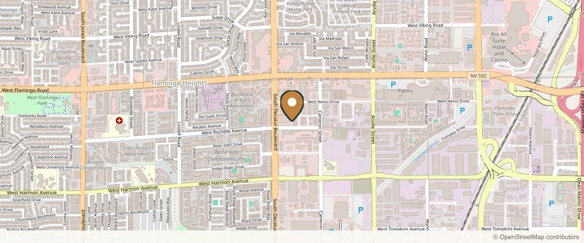 Map showing the exact location of SKIN at 4270 S Decatur Blvd Suite B11, Las Vegas, NV 89103, USA