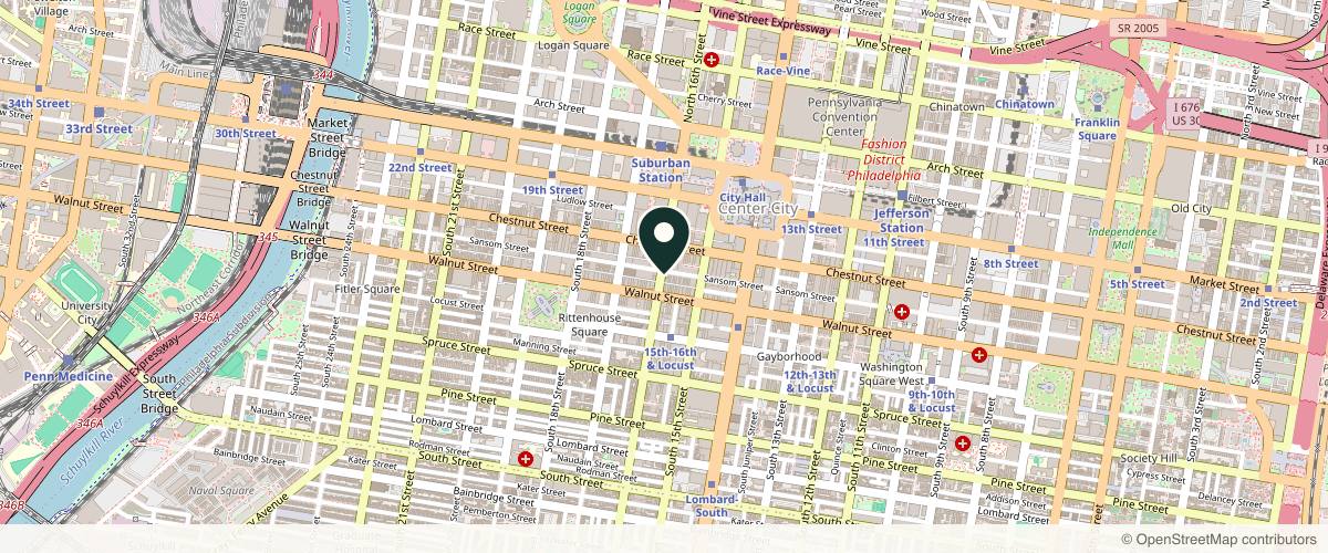Map showing the exact location of Skin Laundry - Rittenhouse Philly at 123 S 16th St, Philadelphia, PA 19102, USA