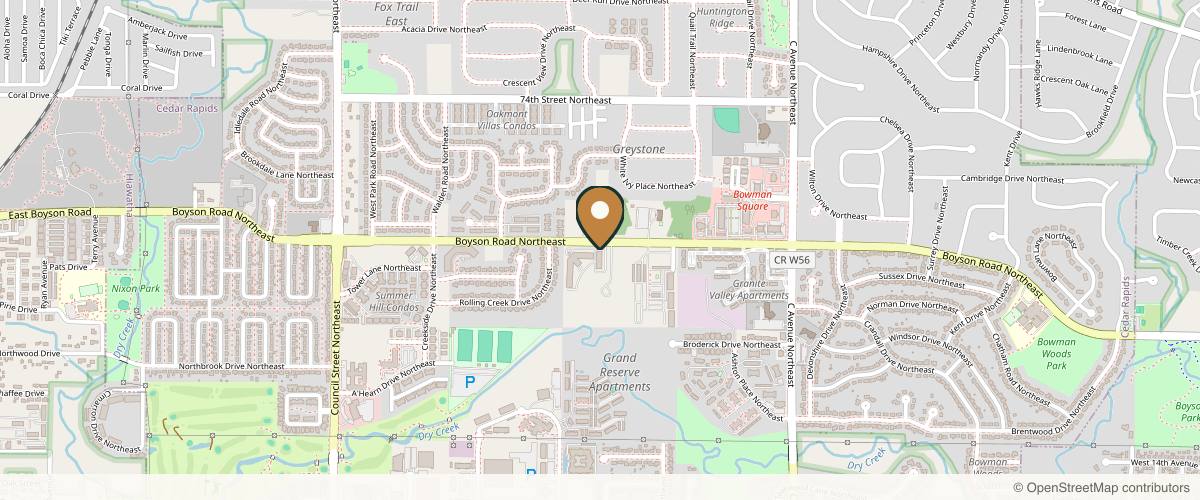 Map showing the exact location of Skin Lounge Spa at 725 Boyson Rd NE Ste 700, Cedar Rapids, IA 52402, USA