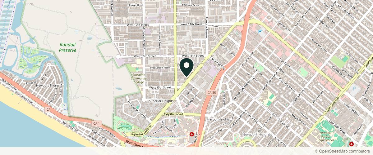 Map showing the exact location of Skin Maison Med Spa at 1525 Superior Ave #208, Newport Beach, CA 92663, USA