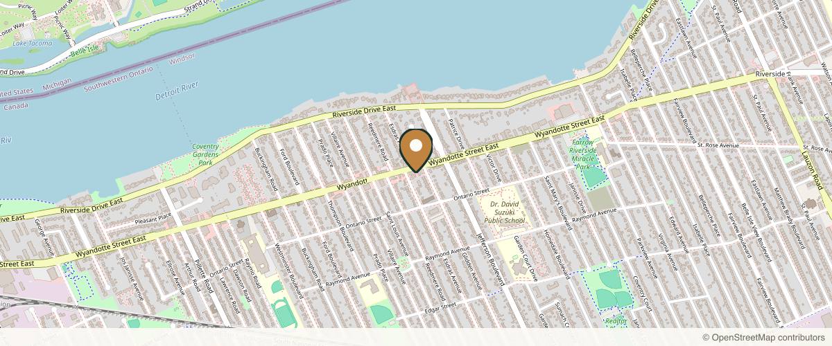 Map showing the exact location of Skin Medical Aesthetics & Injection Training at 5951 Wyandotte St E, Windsor, ON N8S 1M9, Canada