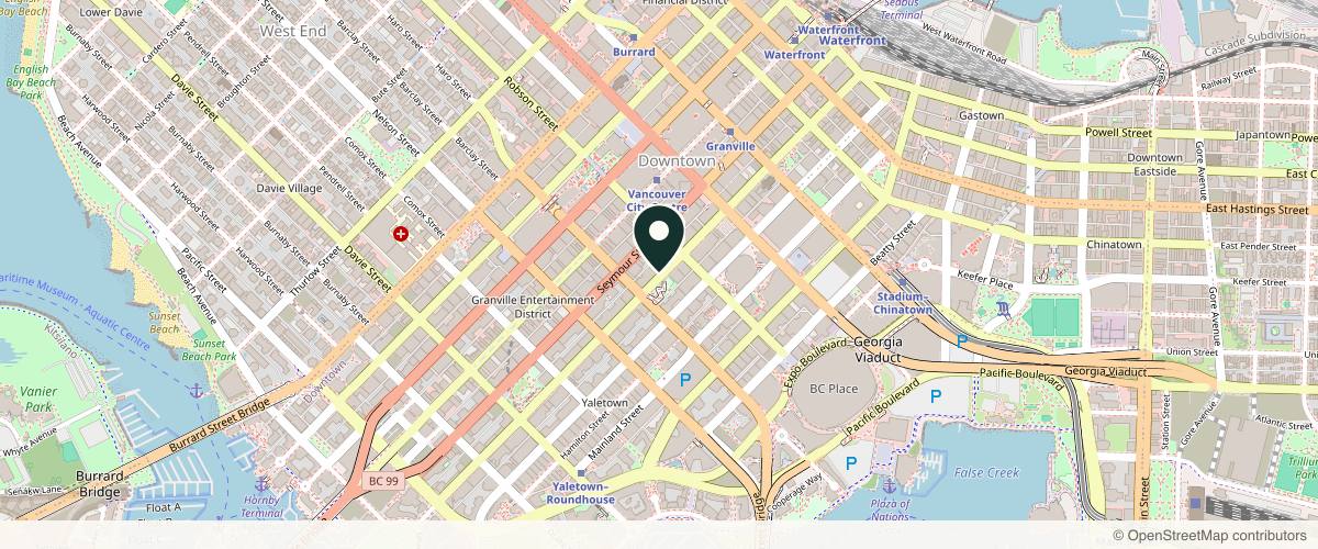 Map showing the exact location of Skin Method at 853 Richards St #103, Vancouver, BC V6B 3B4, Canada