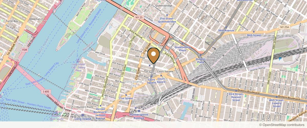 Map showing the exact location of Skin Philosophy at 44-40 23rd St, Long Island City, NY 11101, USA