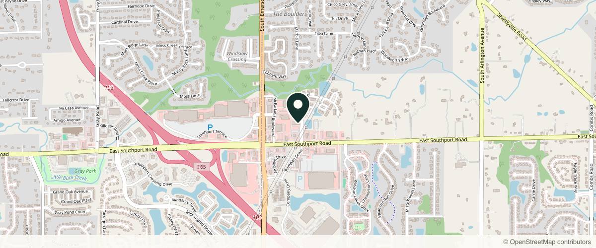 Map showing the exact location of Skin Renew Day Spa & Laser Center at Skin Renew Day Spa & Laser Center, 5220 E Southport Rd, Indianapolis, IN 46237, USA