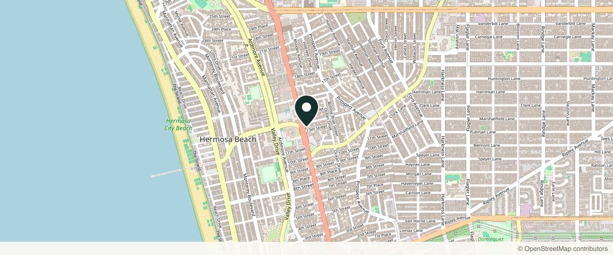 Map showing the exact location of Skin Savvy Medical Spa at 1310 CA-1, Hermosa Beach, CA 90254, USA