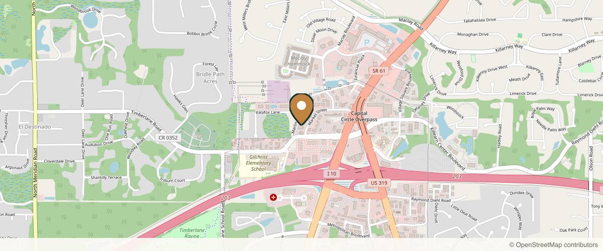 Map showing the exact location of Skin Science Aesthetics at 1350 Market St Suite 103, Tallahassee, FL 32312, USA