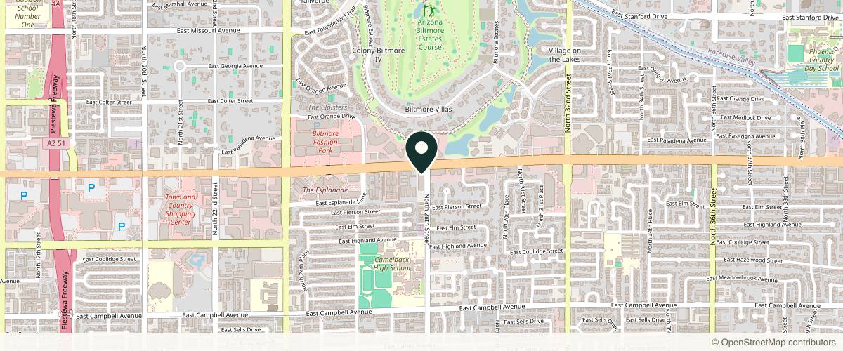 Map showing the exact location of Skin Science by Cynthia Price, M.D. at 2777 E Camelback Rd Suite 140, Phoenix, AZ 85016