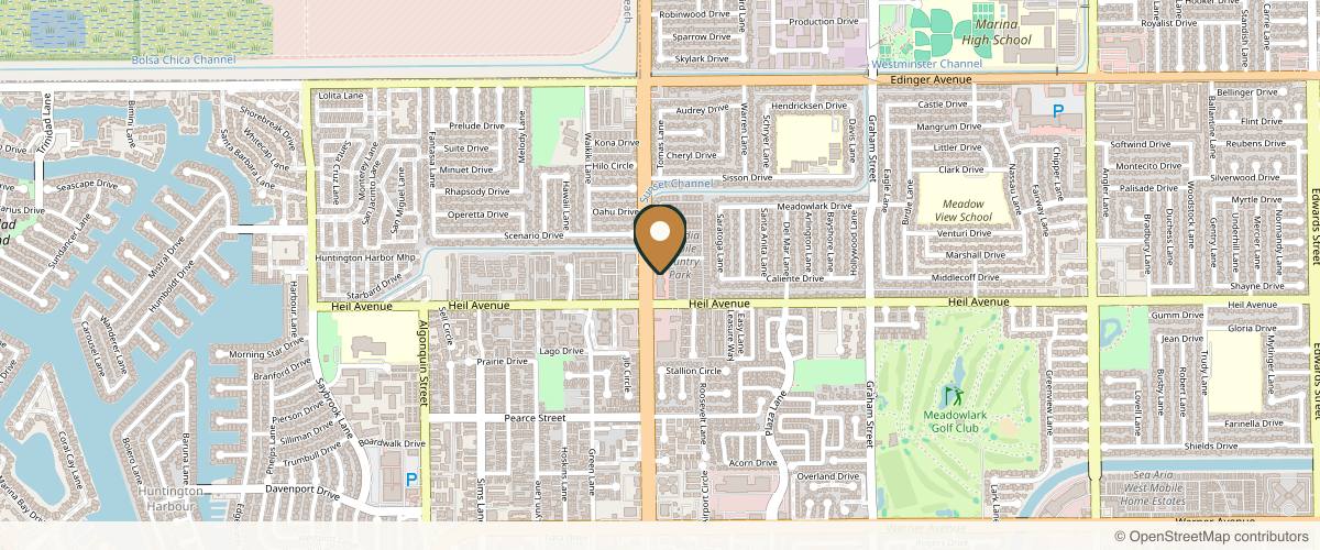 Map showing the exact location of Skin So Sweet Medspa at 16456 Bolsa Chica St, Huntington Beach, CA 92649, USA