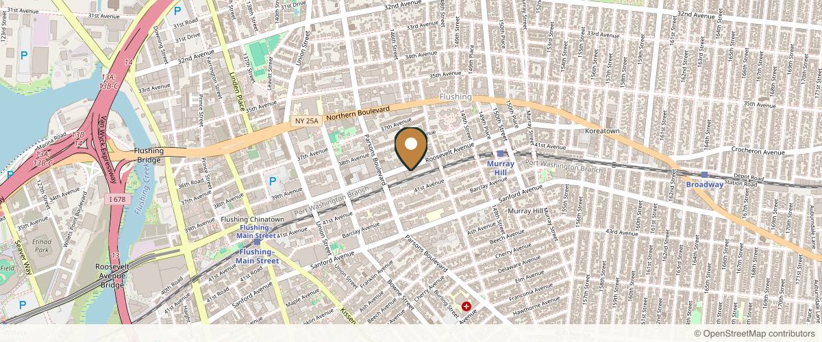 Map showing the exact location of Skin Solutions New York at 144-48 Roosevelt Ave, Flushing, NY 11354, USA