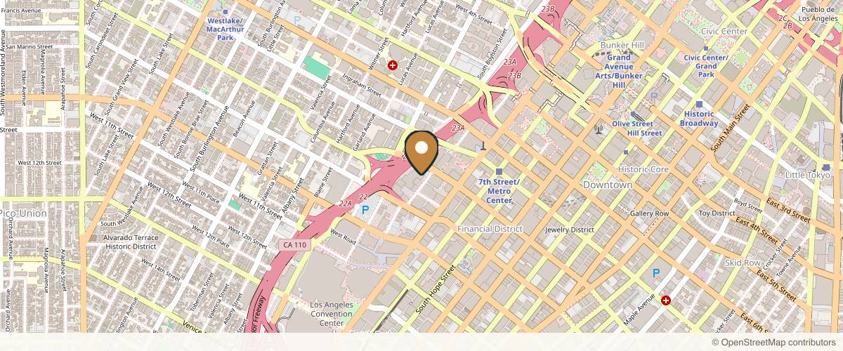Map showing the exact location of Skin Story Med Spa at 877 Francisco St Ste 277, Studio 14, Los Angeles, CA 90017, USA
