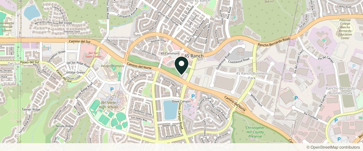Map showing the exact location of Skin Surgery & Aesthetic Dermatology at 16918 Dove Canyon Rd Ste 102, San Diego, CA 92127