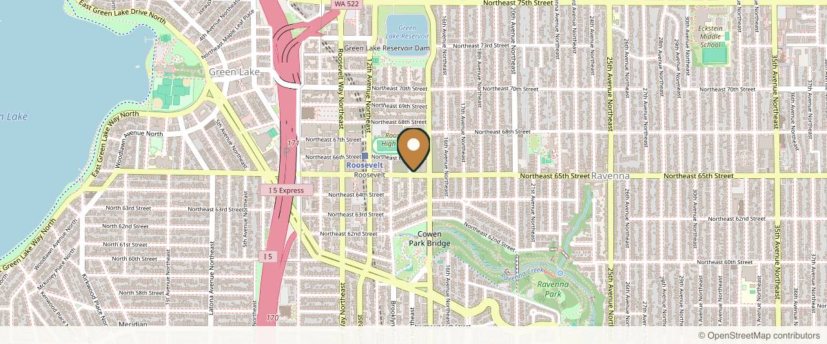 Map showing the exact location of Skin Synthesis Clinic & Spa at 1402 NE 65th St, Seattle, WA 98115, USA