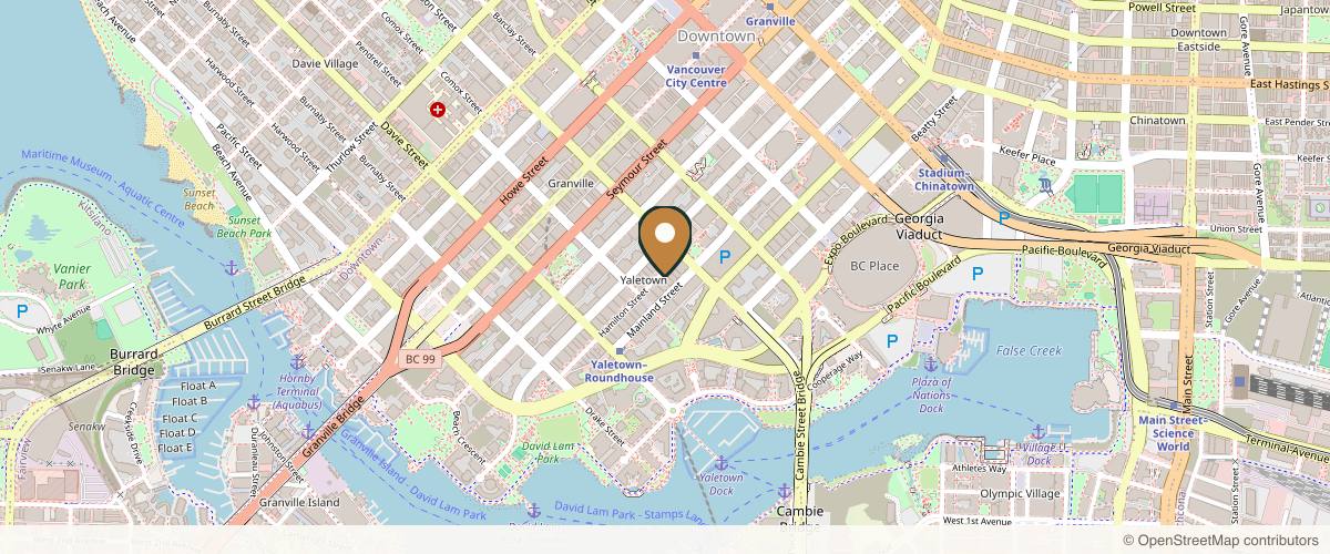 Map showing the exact location of Skin Technique Medical Aesthetics at 1046 Hamilton St, Vancouver, BC V6B 2R9, Canada