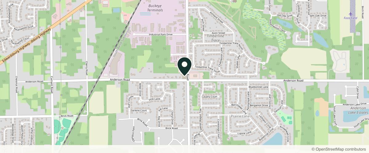 Map showing the exact location of Skin Therapy by Renne at 12525 Anderson Rd, Granger, IN 46530, USA
