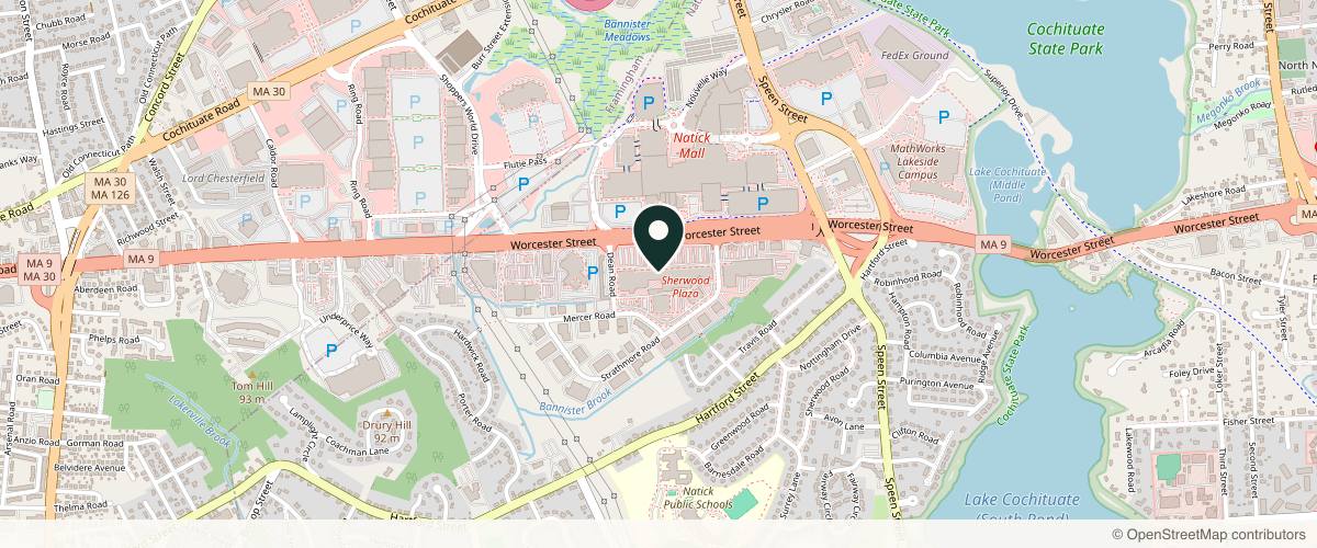 Map showing the exact location of Skin Tight MedSpa Natick at 1318 Worcester St, Natick, MA 01760, USA