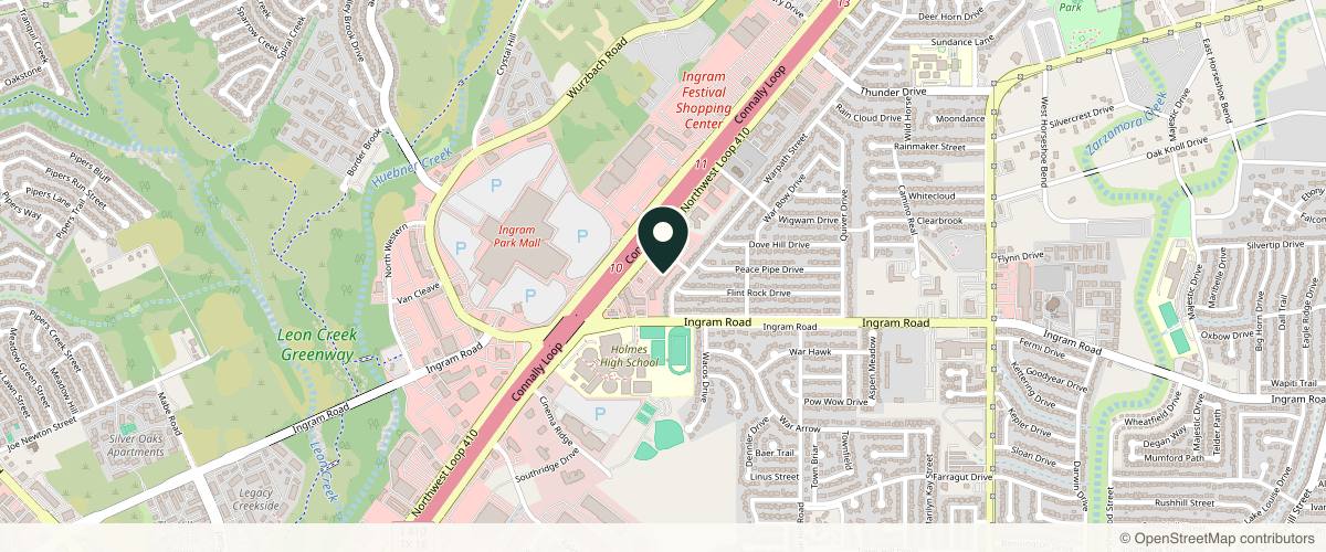 Map showing the exact location of Skin Vault Aesthetics & Wellness at 6420 Northwest Loop 410, San Antonio, TX 78238, USA