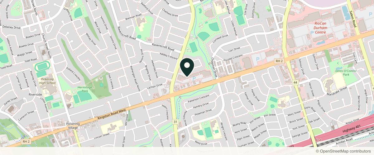 Map showing the exact location of Skin Vitality Medical Clinic Ajax at 15 Westney Rd N #1c, Ajax, ON L1T 1P5, Canada
