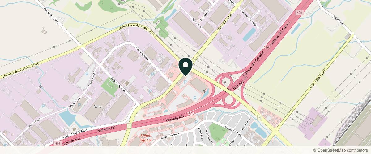 Map showing the exact location of Skin Vitality Medical Clinic Milton at 1250 Steeles Ave E Unit 5B, Milton, ON L9T 6R1, Canada