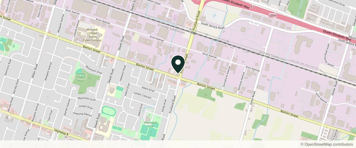 Map showing the exact location of Skin Vitality Medical Clinic of Stoney Creek at 311 Fruitland Rd Unit 3, Stoney Creek, ON L8E 5M8, Canada