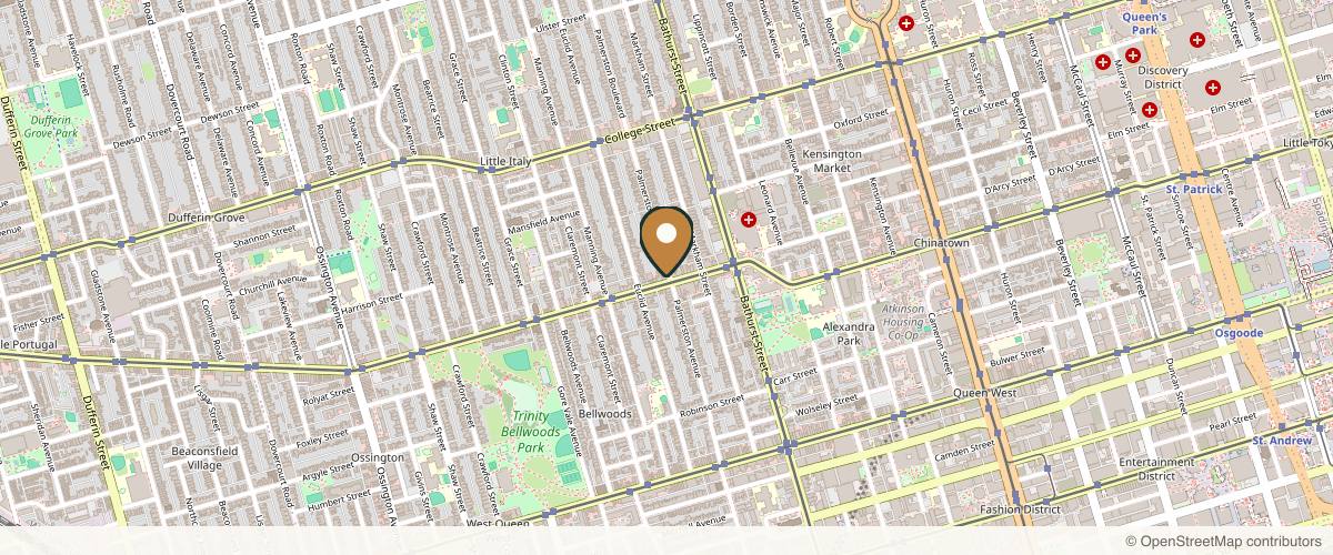 Map showing the exact location of Skin6: Toronto Medical Spa at 802 Dundas St W 2nd Floor, Toronto, ON M6J 1V3, Canada