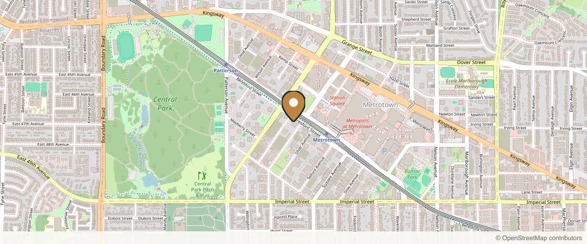 Map showing the exact location of SkinArt MD at 4378 Beresford St. #101, Burnaby, BC V5H 0H6, Canada