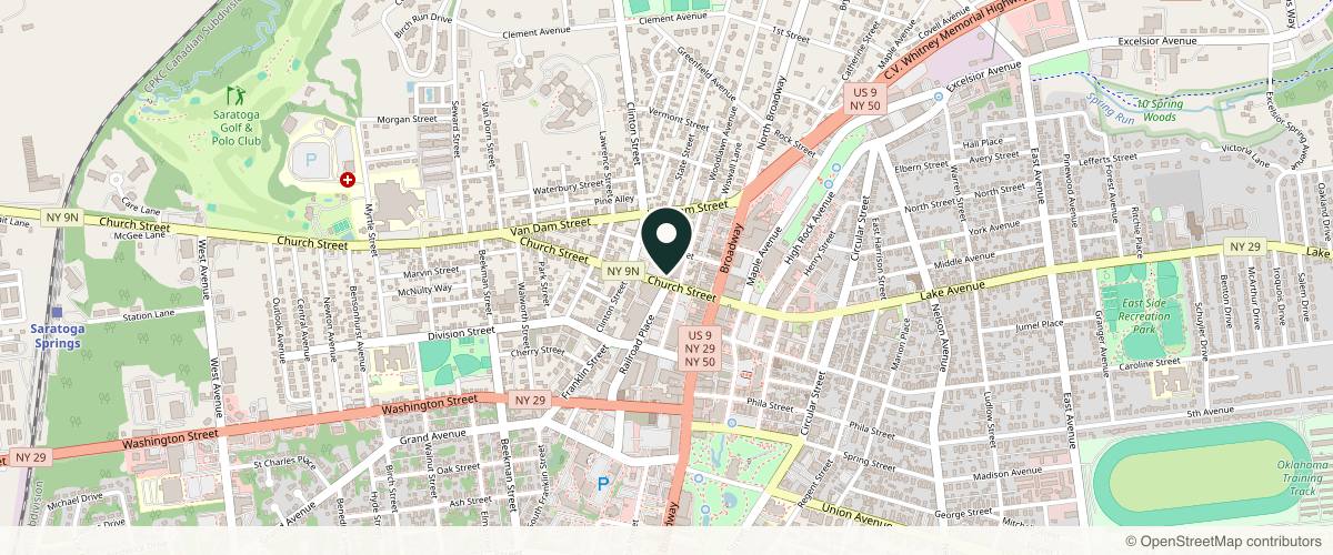 Map showing the exact location of SkinByAsk at 29 Church St, Saratoga Springs, NY 12866, USA