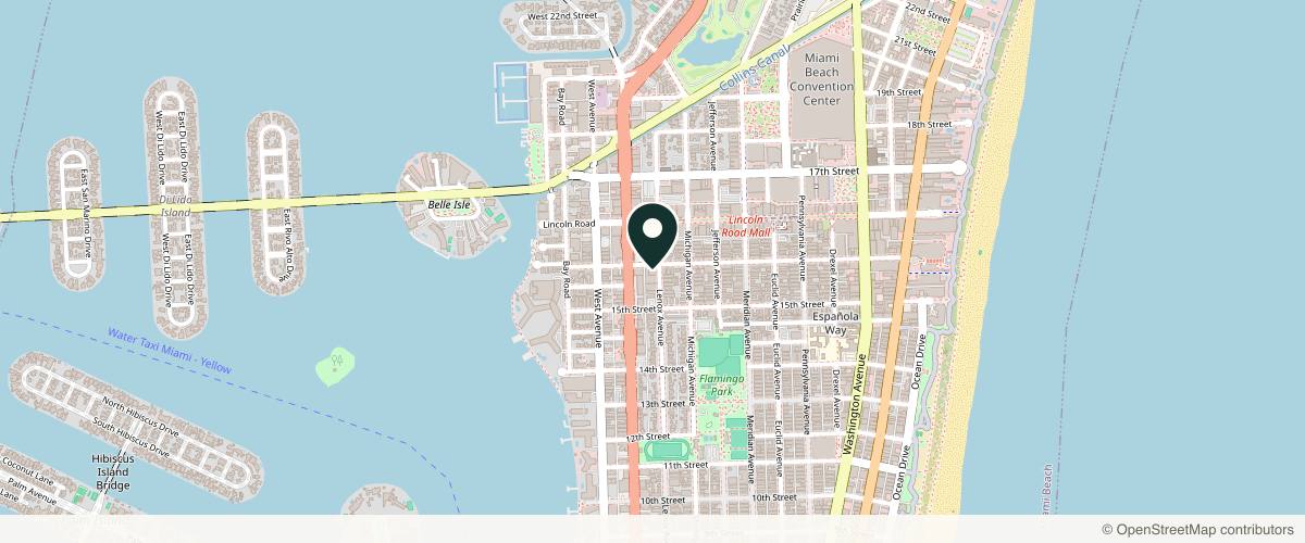 Map showing the exact location of Skincare By Amy Peterson at 1560 Lenox Ave. Unit 201, 202 & 203, Miami Beach, FL 33139, USA