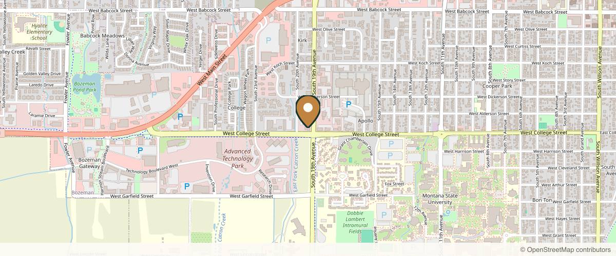 Map showing the exact location of SkinCare MT at 1905 W College St, Bozeman, MT 59718, USA