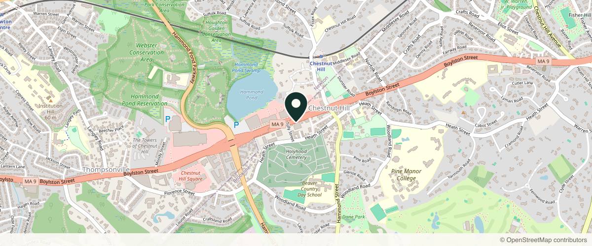 Map showing the exact location of SkinCare Physicians at 1244 Boylston St, Chestnut Hill, MA 02467