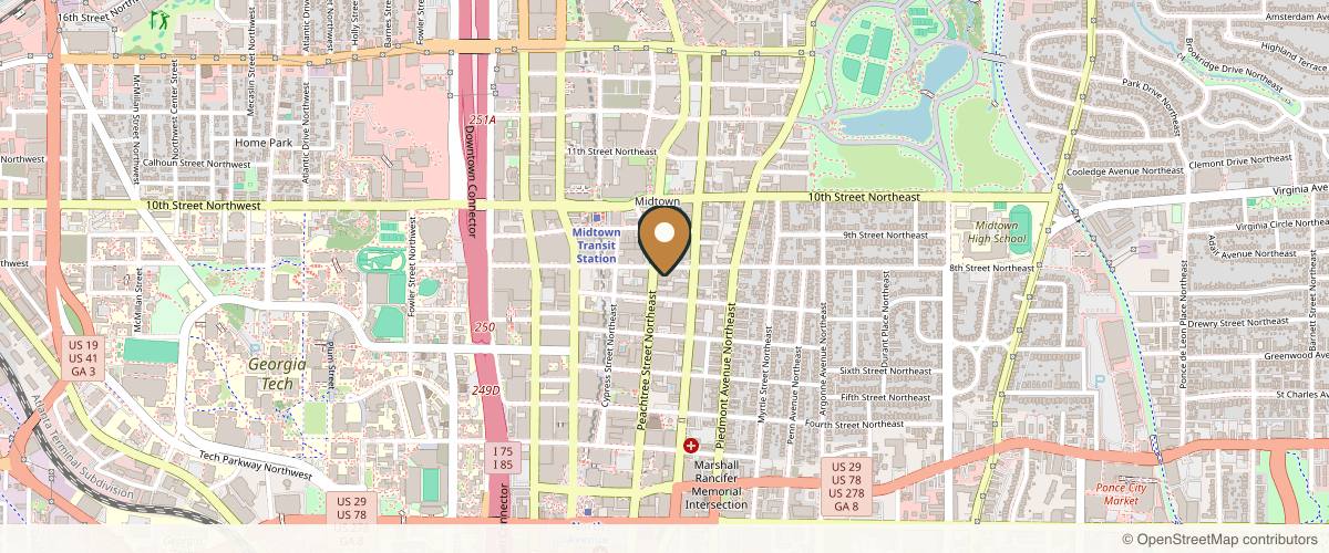Map showing the exact location of SkinCeuticals SkinLab Atlanta at 903 Peachtree St NE, Suite 140, Atlanta, GA 30309