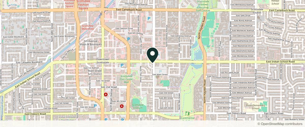 Map showing the exact location of SkinFix Studios at 4032 N Miller Rd #106/108, Scottsdale, AZ 85251, USA