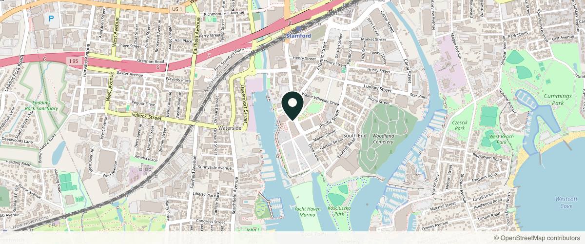 Map showing the exact location of SkinLab by NicholsMD at 24 Hbr Pt Rd, Stamford, CT 06902, USA