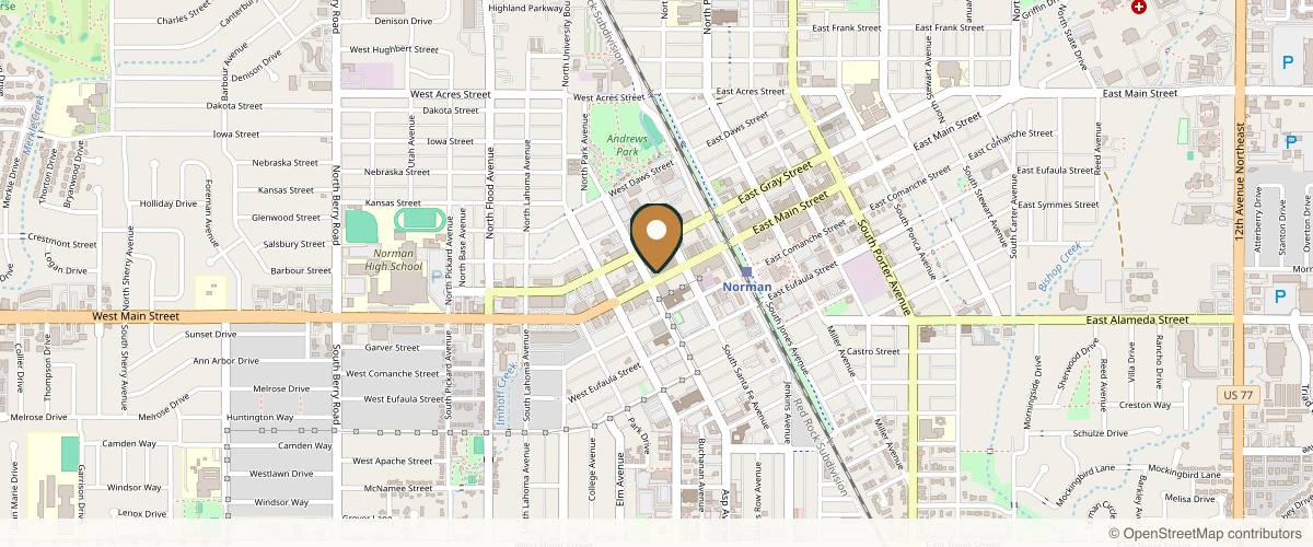 Map showing the exact location of Skinlab Injectables at 227 W Main St Ste 100, Norman, OK 73069, USA