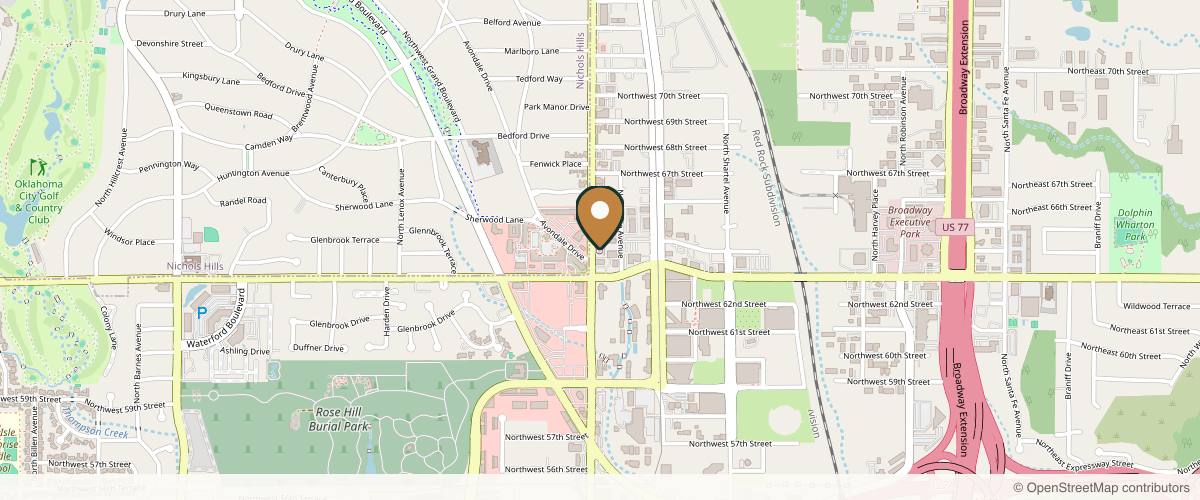 Map showing the exact location of Skinlab Injectables at 6424 N Western Ave, Oklahoma City, OK 73116, USA