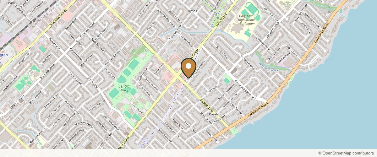Map showing the exact location of SkinLand MediSpa at Inside “ Beauty Destination Brow Bar” , door #3, 409 Guelph Line, Burlington, ON L7R 3L7, Canada