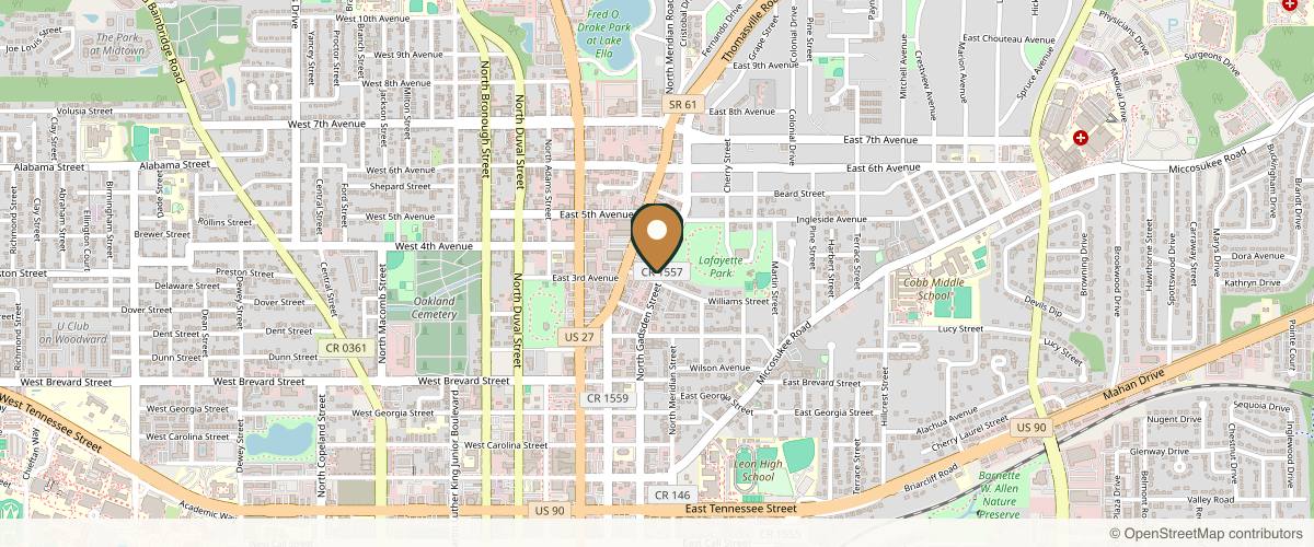 Map showing the exact location of SkinLogic Aesthetics Spa at 326 Williams St, Tallahassee, FL 32303, USA