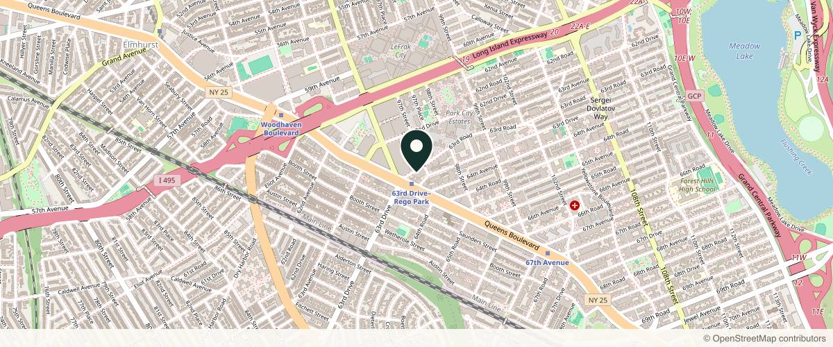 Map showing the exact location of Skinlogicx at 95-16 63rd Rd, Rego Park, NY 11374, USA