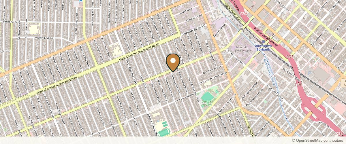 Map showing the exact location of Skinn Loft at 1518 W Magnolia Blvd, Burbank, CA 91506, USA