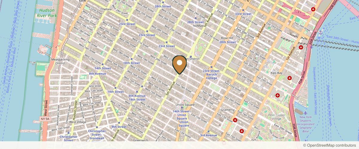 Map showing the exact location of SKINNEY Medspa at 125 5th Ave Fl 2, New York, NY 10003, USA